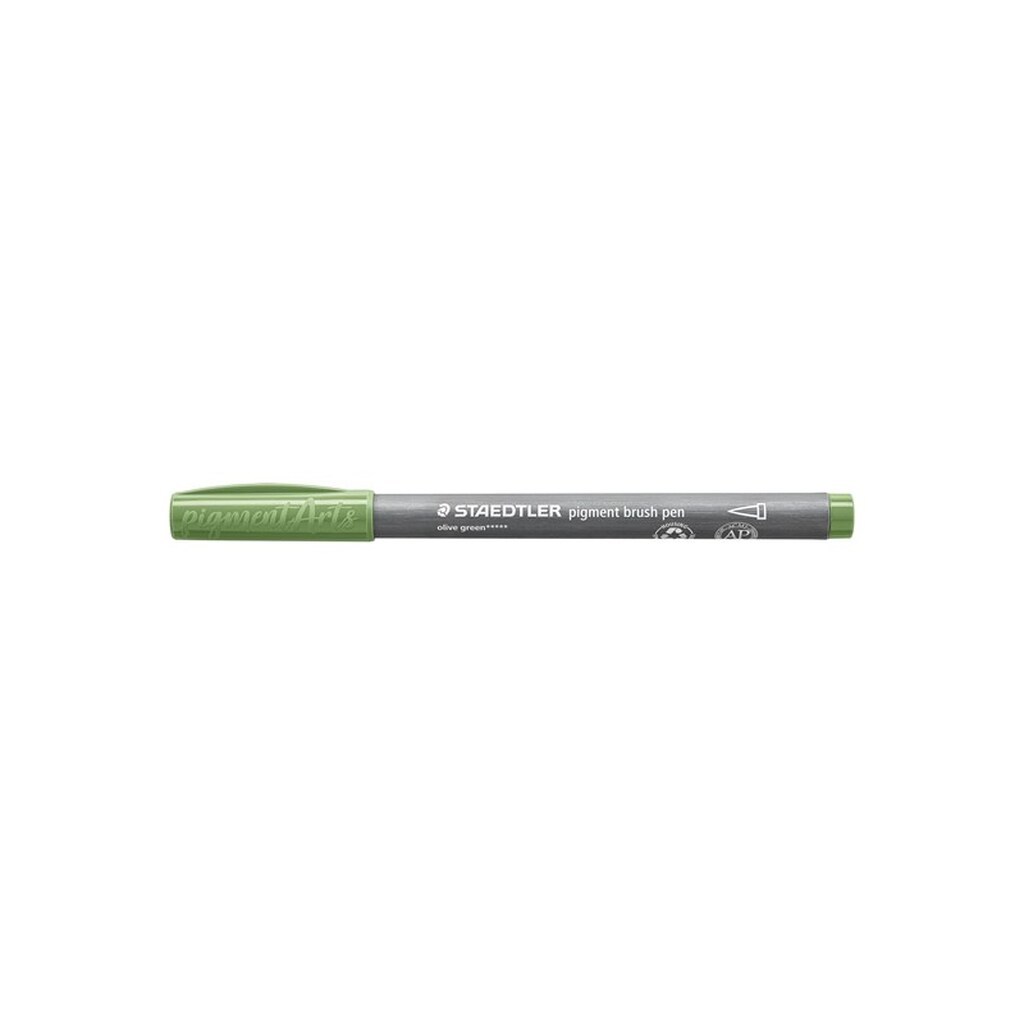 Staedtler BRUSH PIGMENT PEN, ÆSKE 10 STK, OLIVEN GRØN