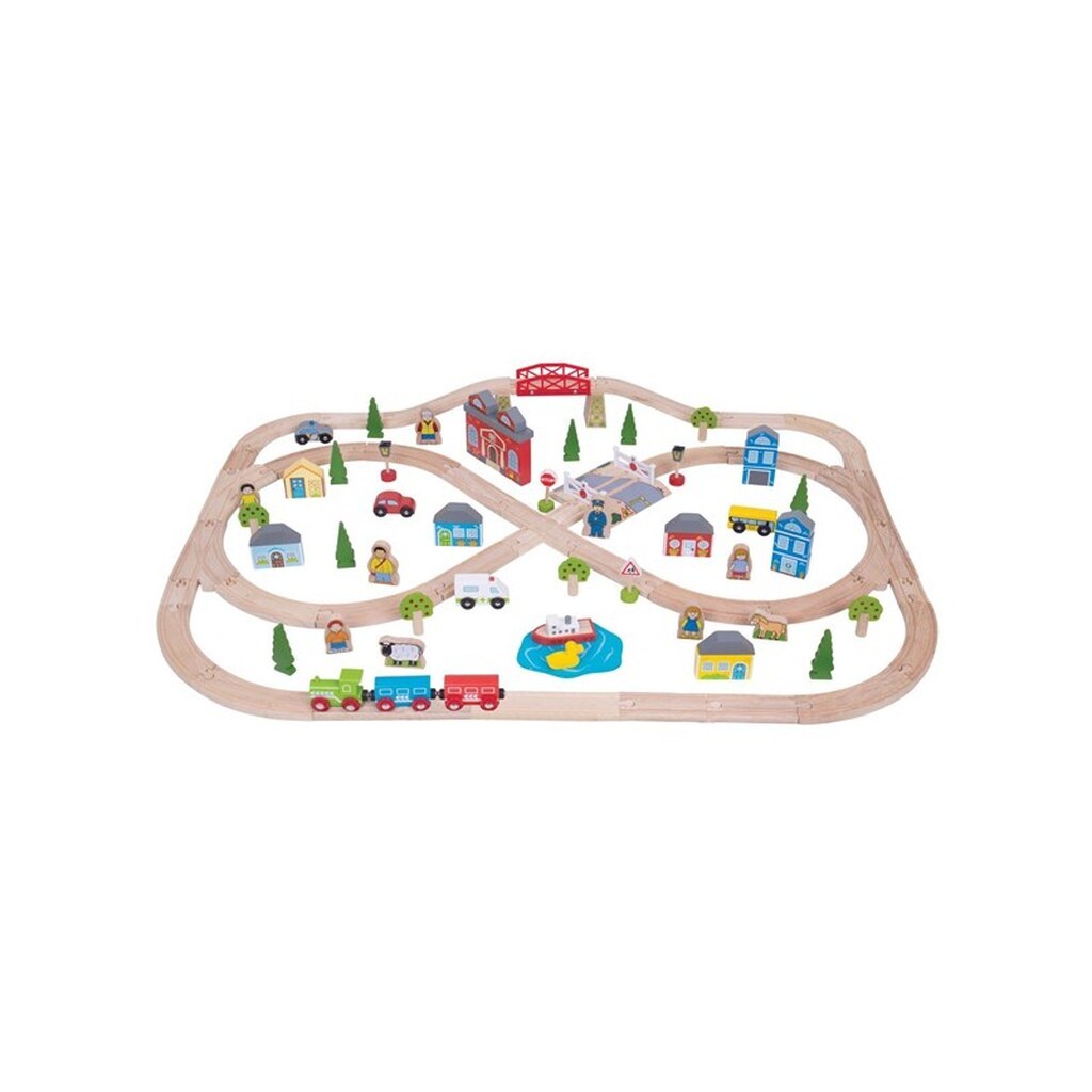 Bigjigs Wooden Train Set City and Country 101 pieces.