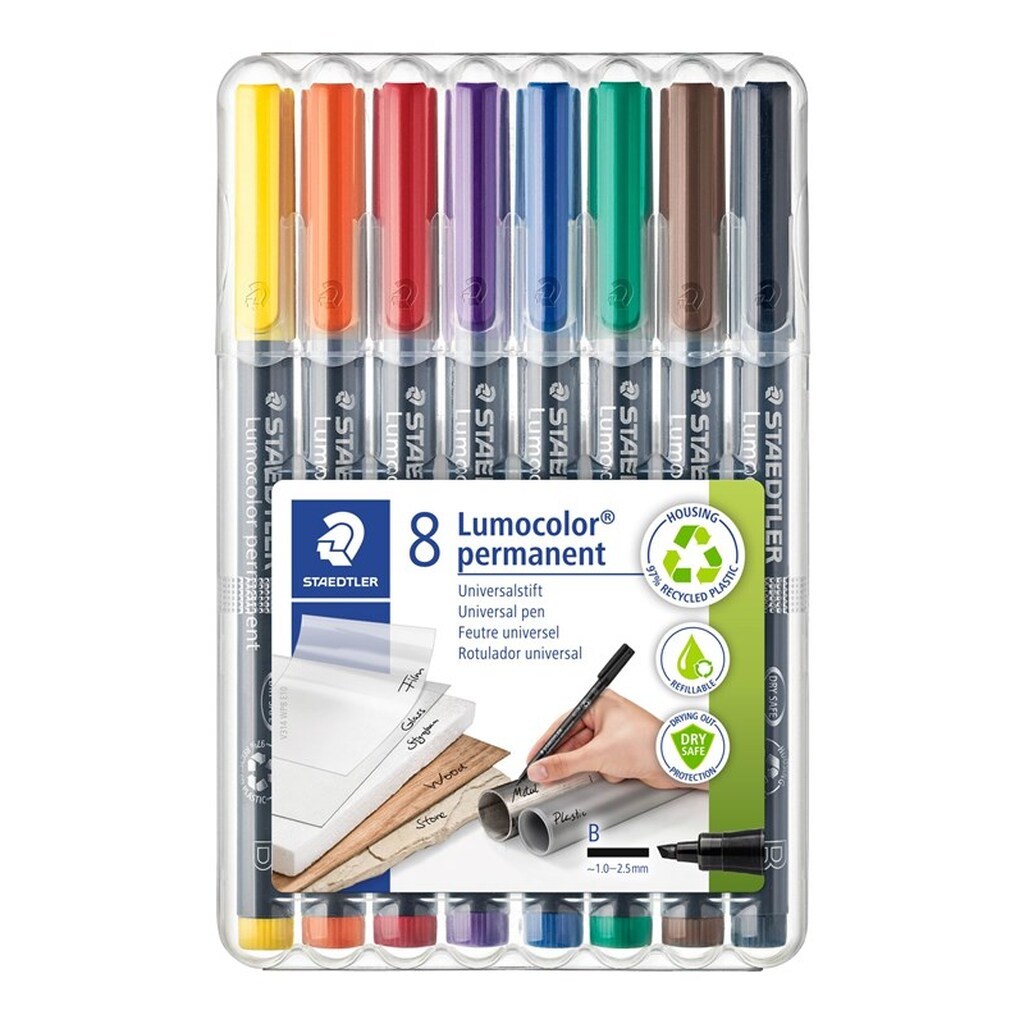 Staedtler Lumocolor Perm B 1-2,5mm 8 ass/boks