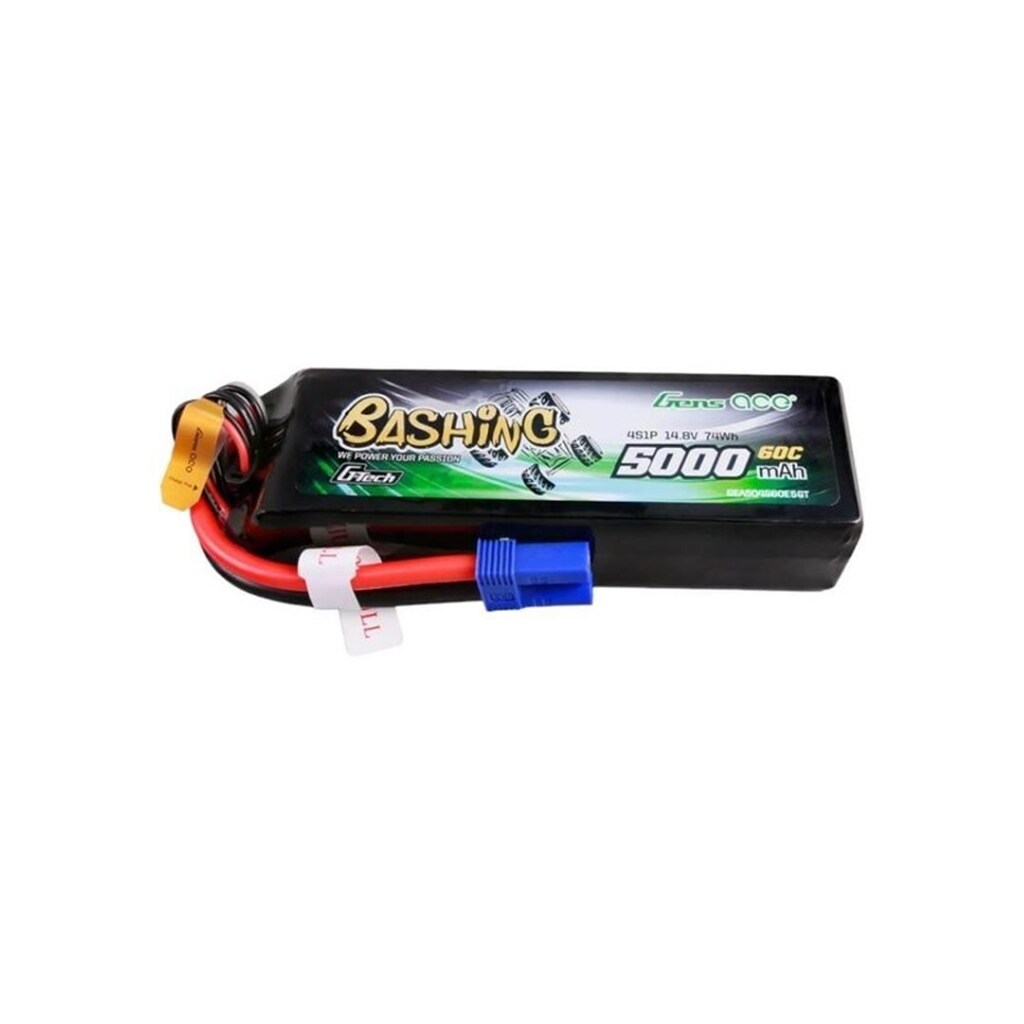Gens ace &amp;Tattu G-Tech 5000mAh 14.8V 4S1P 60C Lipo Battery Pack with EC5 Plug-Bashing Series