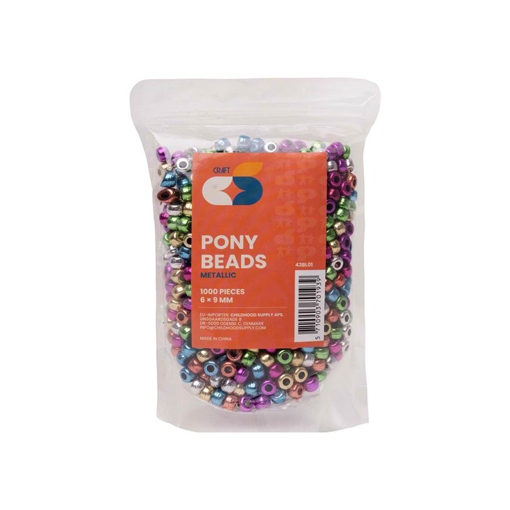 Colorations - Pony Beads Metallic 6x9 mm 1000pcs.