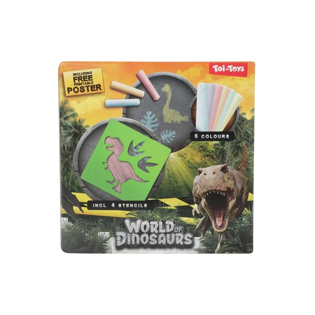 World of Dinosaurs Sidewalk Chalk Dino with Stencils 10pcs.