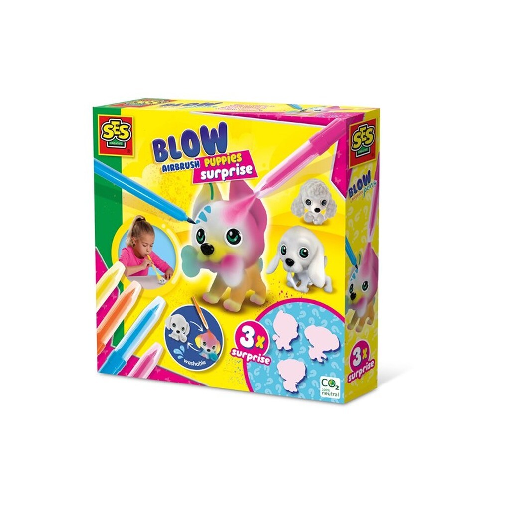 SES Creative Blow Airbrush Pens - Puppies Surprise - 3x