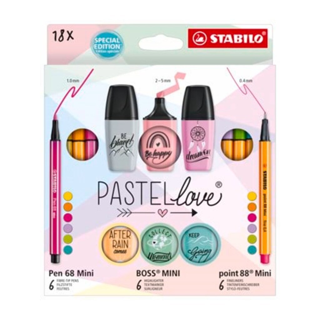 STABILO  Pastel Love, sæt med 18 ass. penne