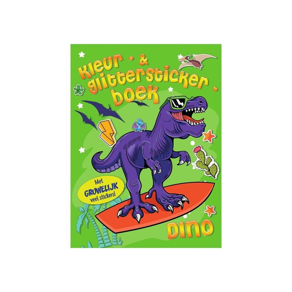 Mondikaarten Color &amp; Glitter Sticker Book Dino