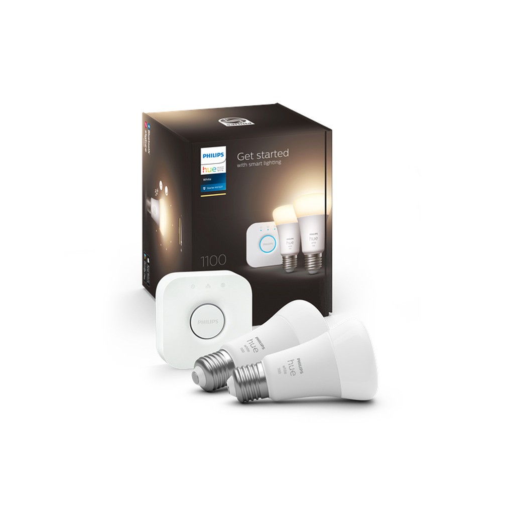 Philips Hue White A60 E27 1100 Lumen - Starter Kit med 2 pærer