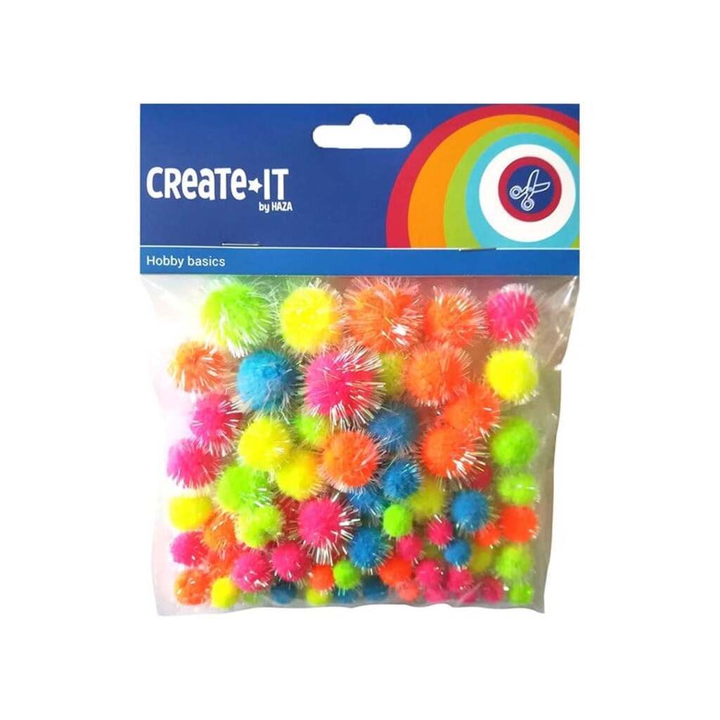 Haza Witbaard - Glitter Pompoms Neon 75pcs.