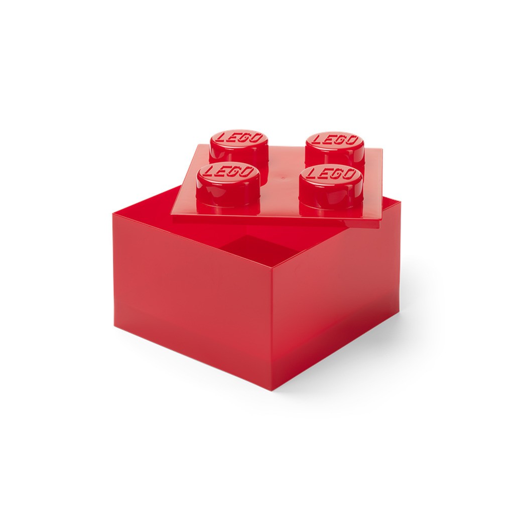 LEGO Storage Brick 4 Top Lid Translucent Red
