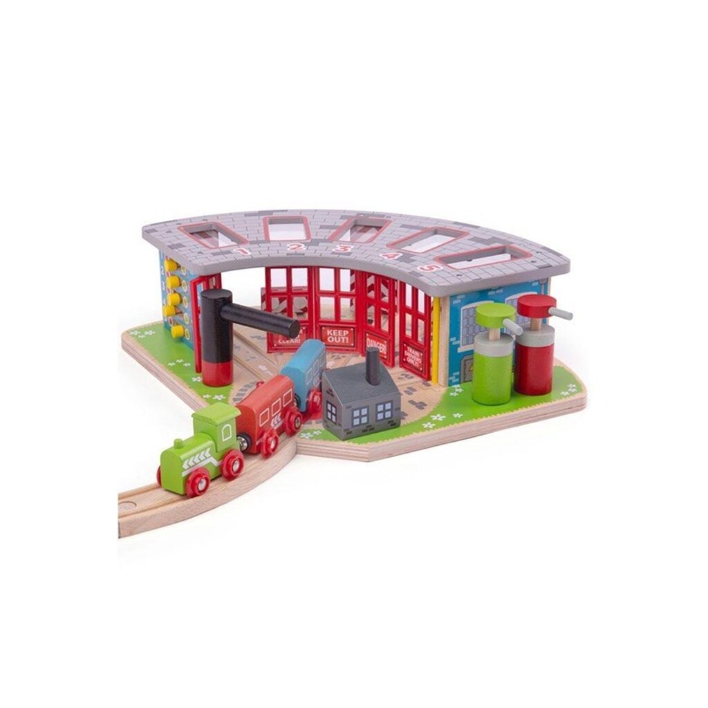 Bigjigs Wooden Rails - Luxury Depot for 5 Trains
