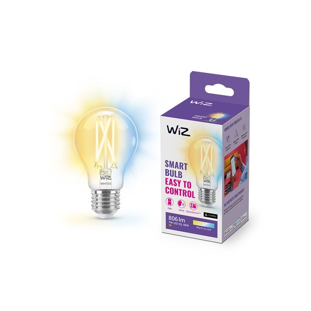 WiZ Tunable A60 E27 Smart Filamentpære - Dæmpbart varmt til koldt hvidt LED-lys