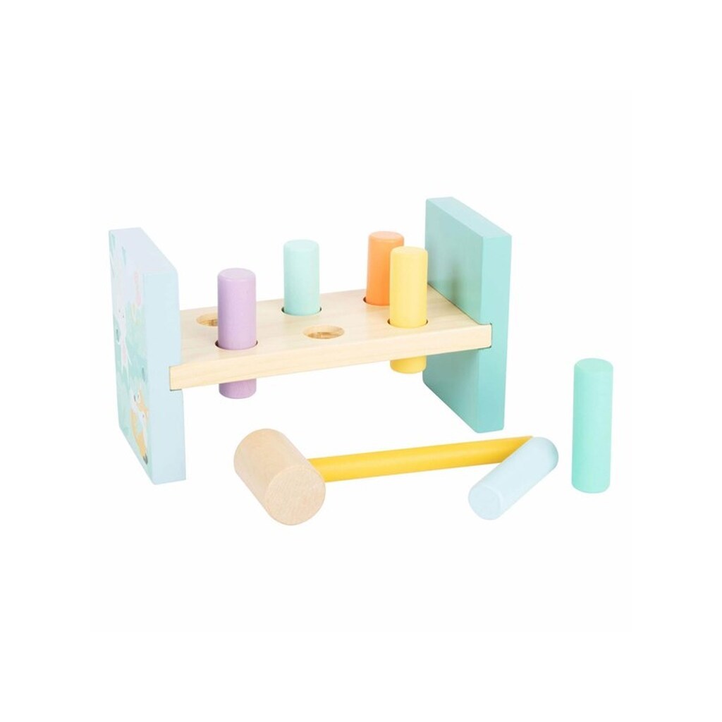 Small Foot - Wooden Hammer Bench Pastel 8 pcs.