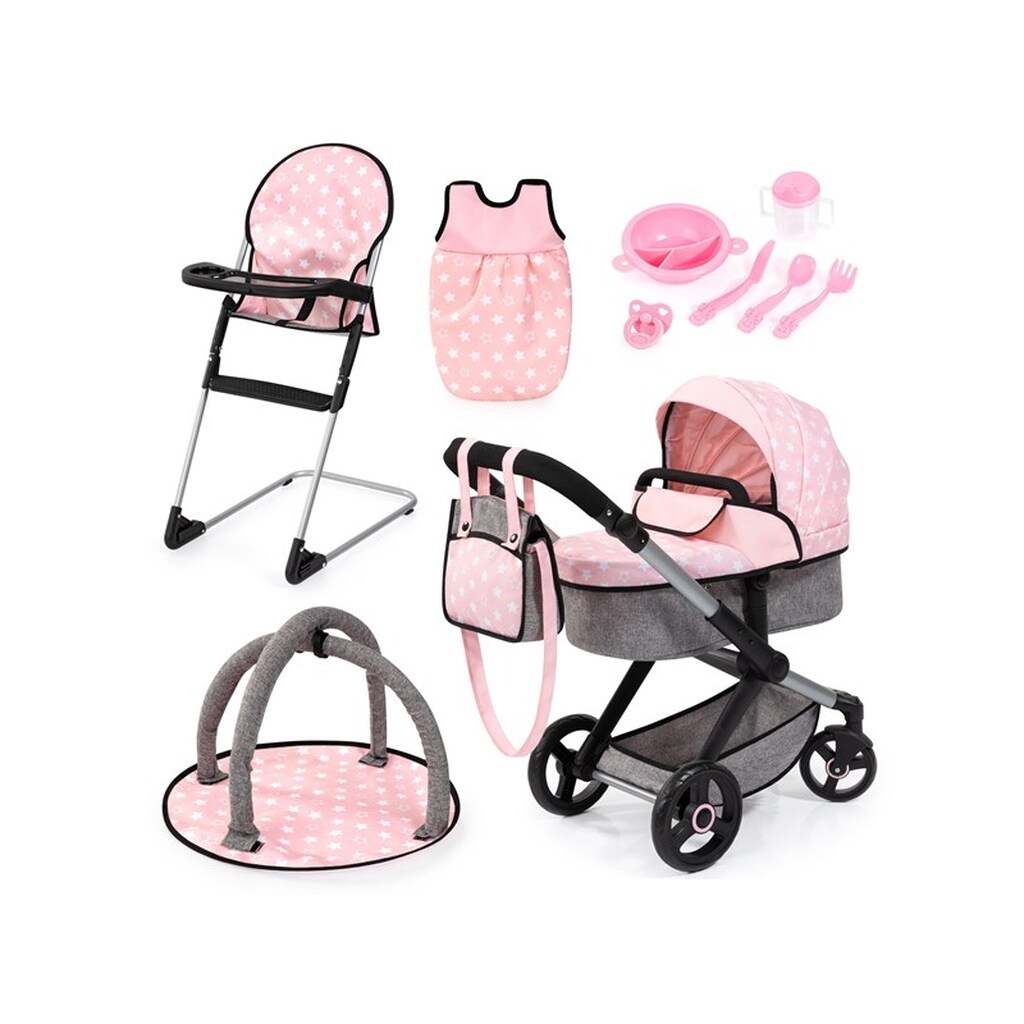 Bayer Design Doll&apos;s Pram Xeo Deluxe Set - Grey/Pink