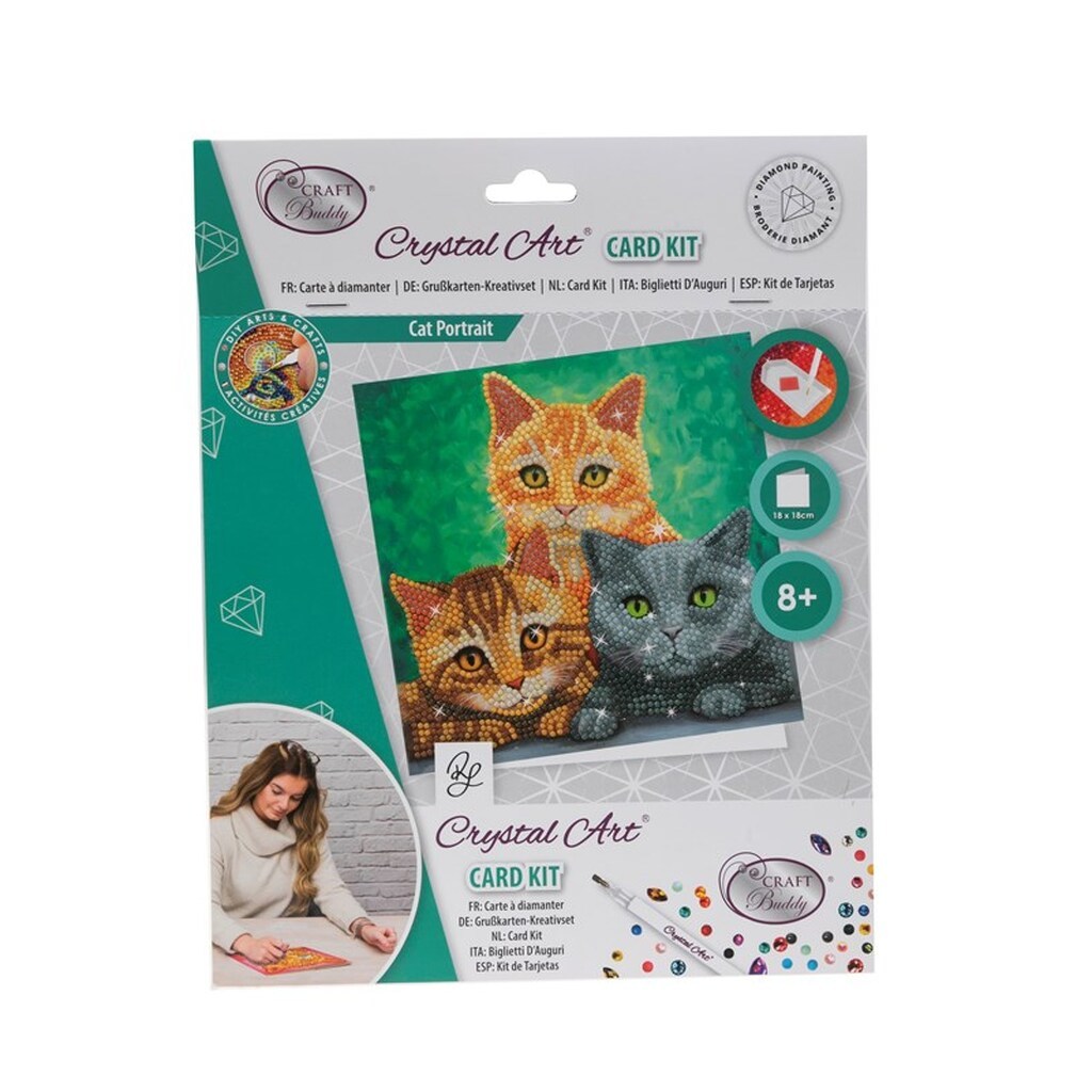 Craft Buddy Cats, 18x18cm Crystal Art Card