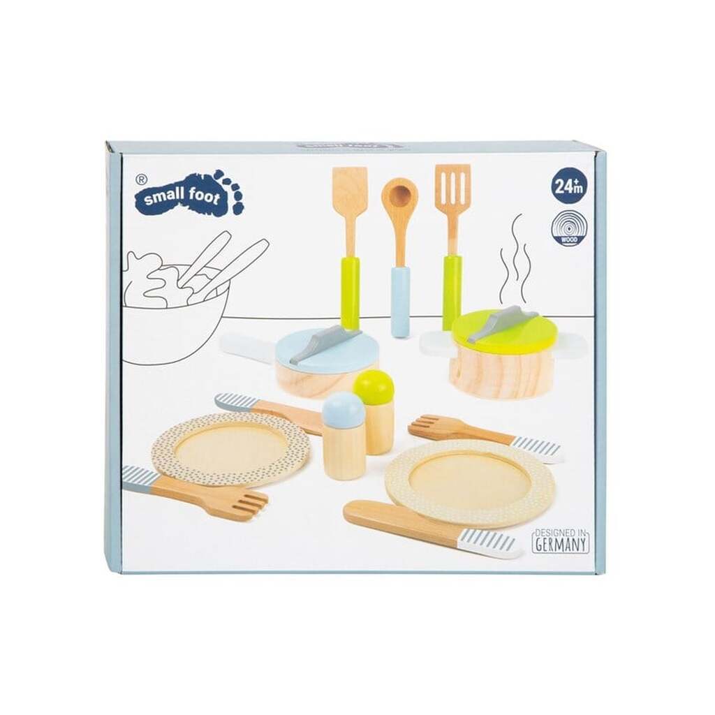 Small Foot Wooden Cooking Utensils and Tableware Set 15dlg.