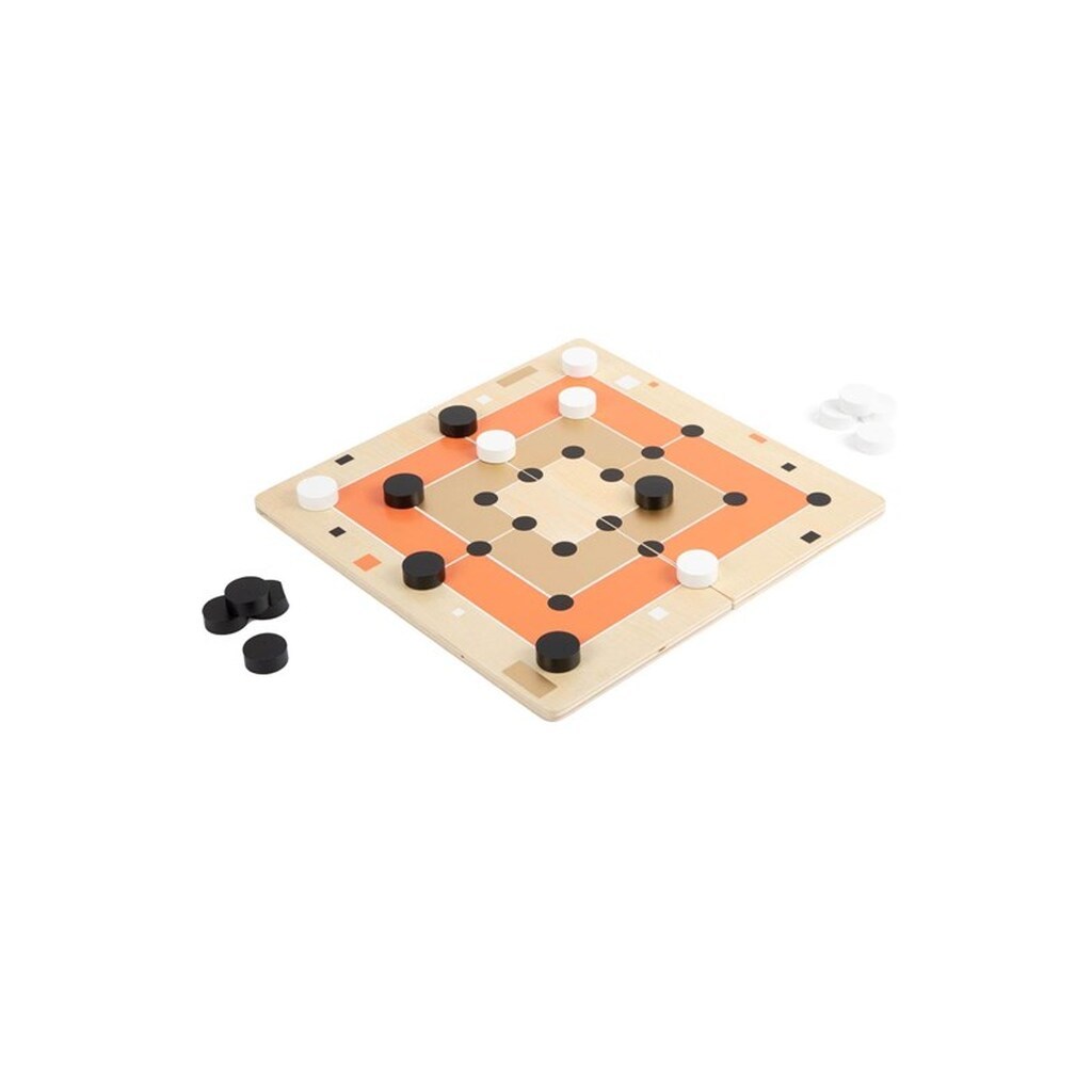 Small Foot - Wooden Solitaire and Mill Game Gold Edition