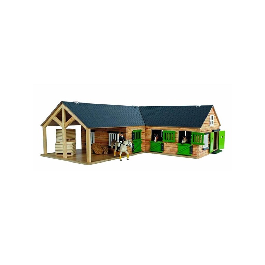 Kids Globe - Horse Corner Stable with 3 Boxes and Storage 1:24