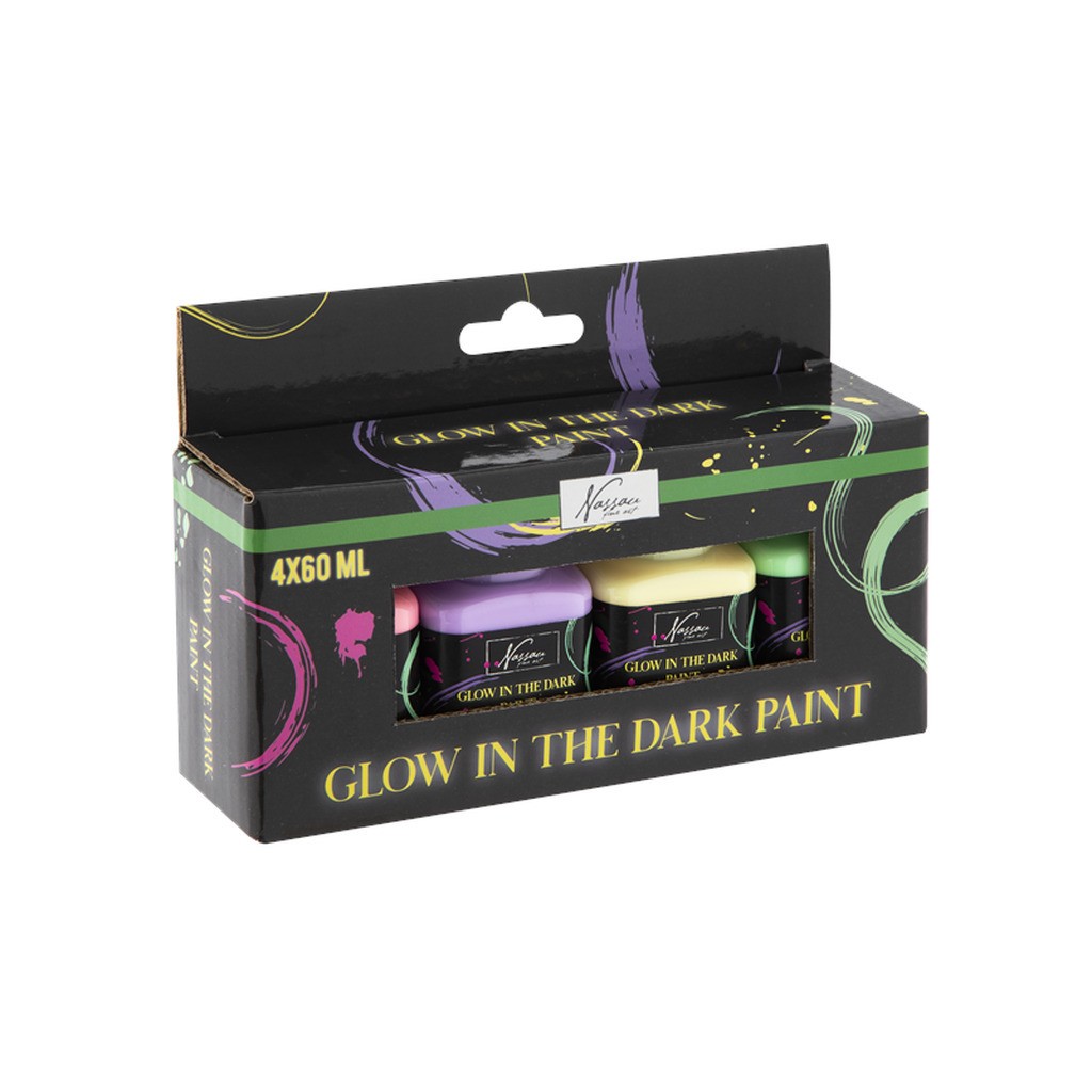 Nassau Glow in the dark acrylic paint 4x60ml