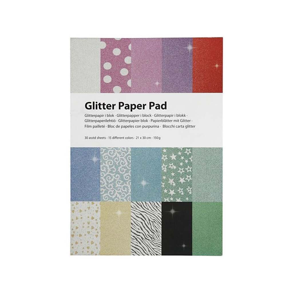 Creativ Company Glitter Paper Block A4 150gr 30 Sheets