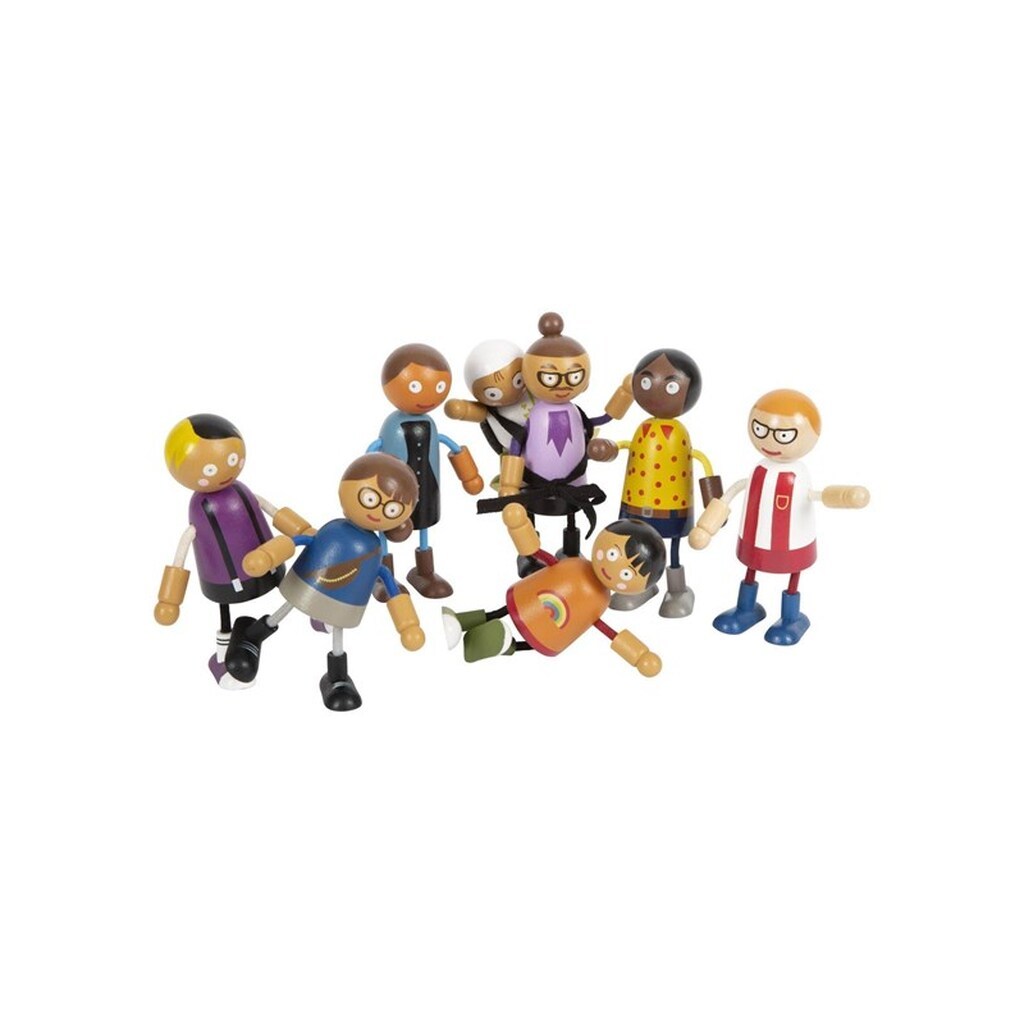 Small Foot Wooden Flexible Doll Family with Baby 8 pcs.