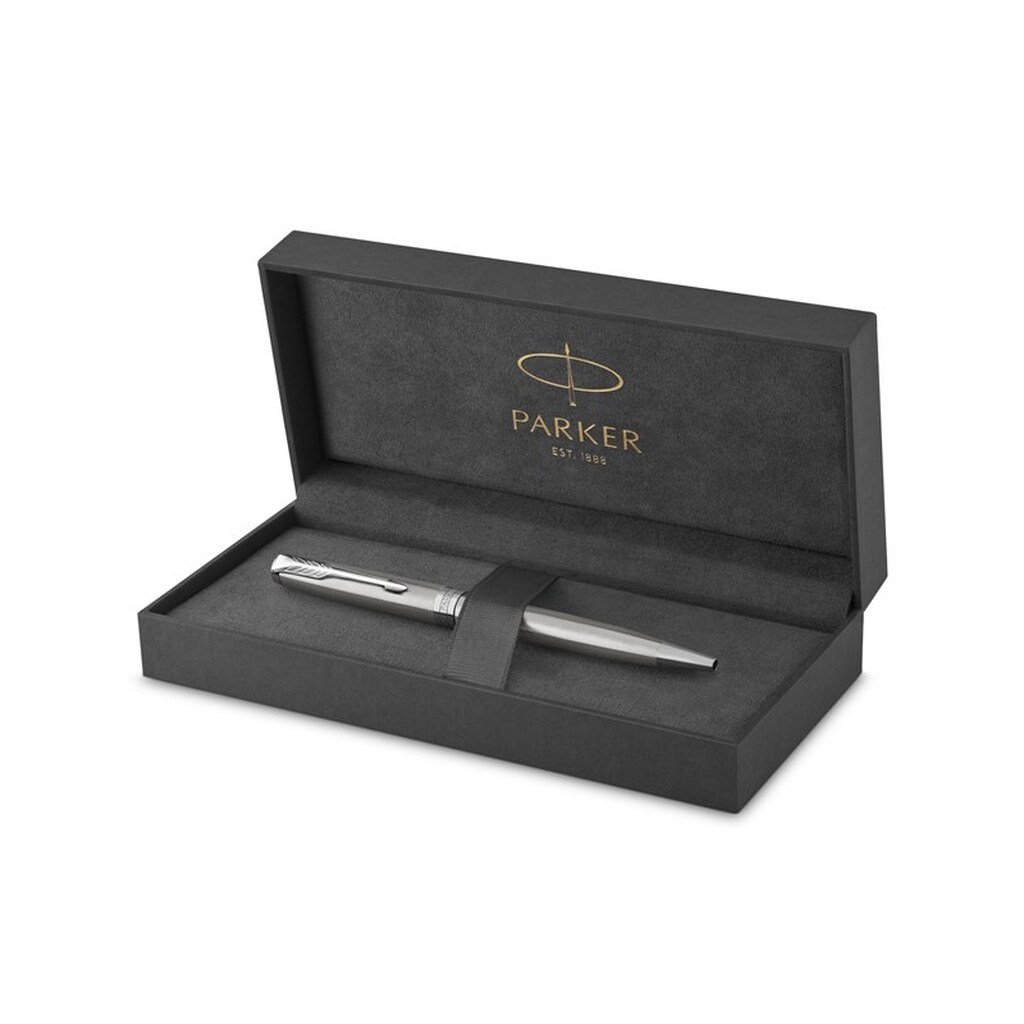 Parker Sonnet-kuglepen | rustfrit stål med detaljer i palladium | medium spids sort blæk | gaveæske