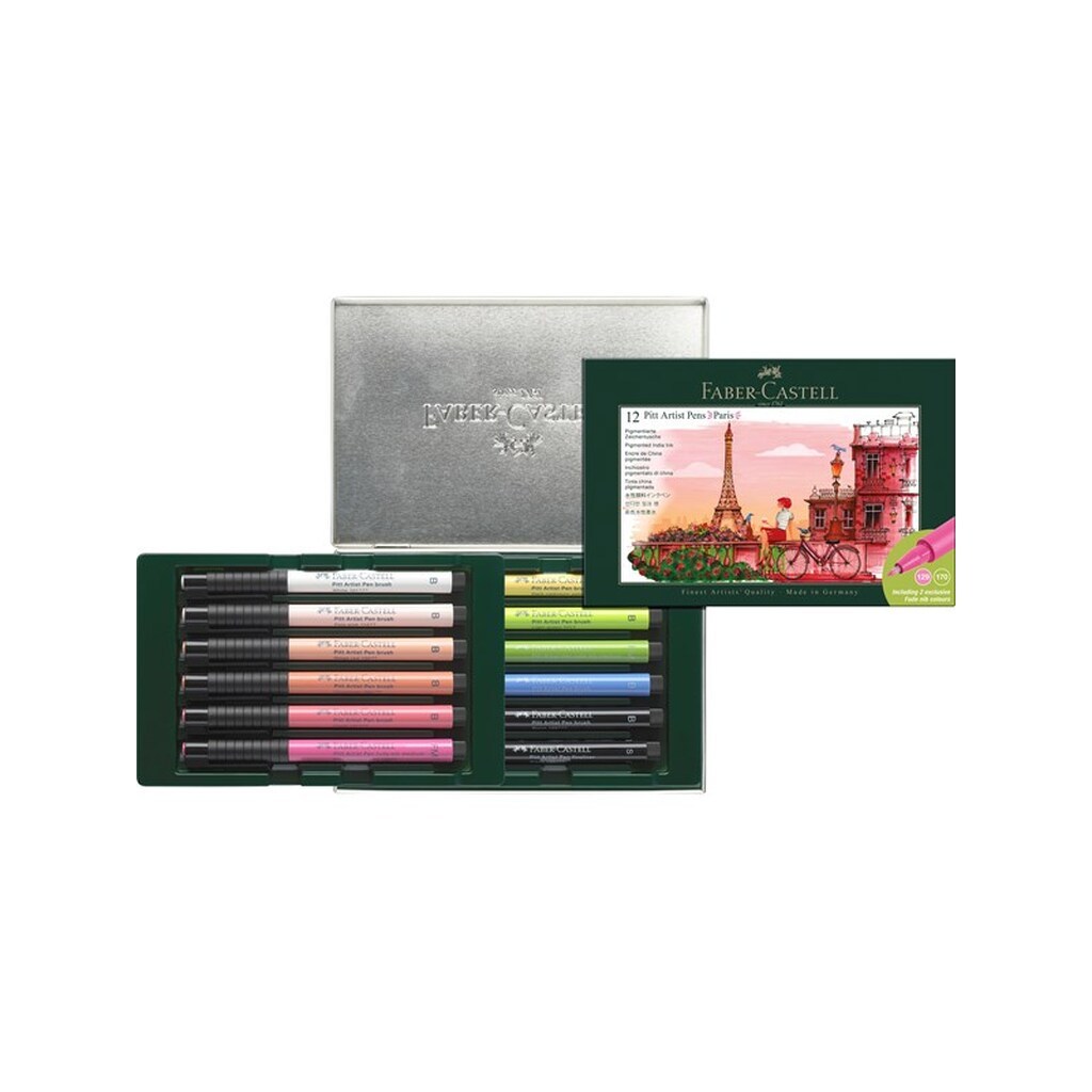 Faber-Castell Pitt Artist Pen tin set Paris, 12 ass