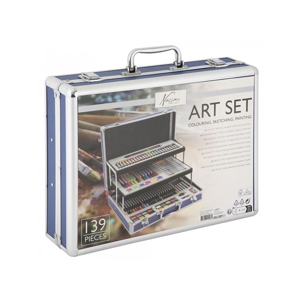 Nassau Art Sæt. 140 dele i metalkuffert.37,5x29