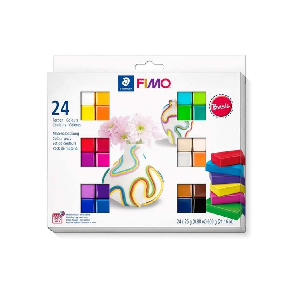 Staedtler FIMO soft sæt. 24 x ½ blok. Basic