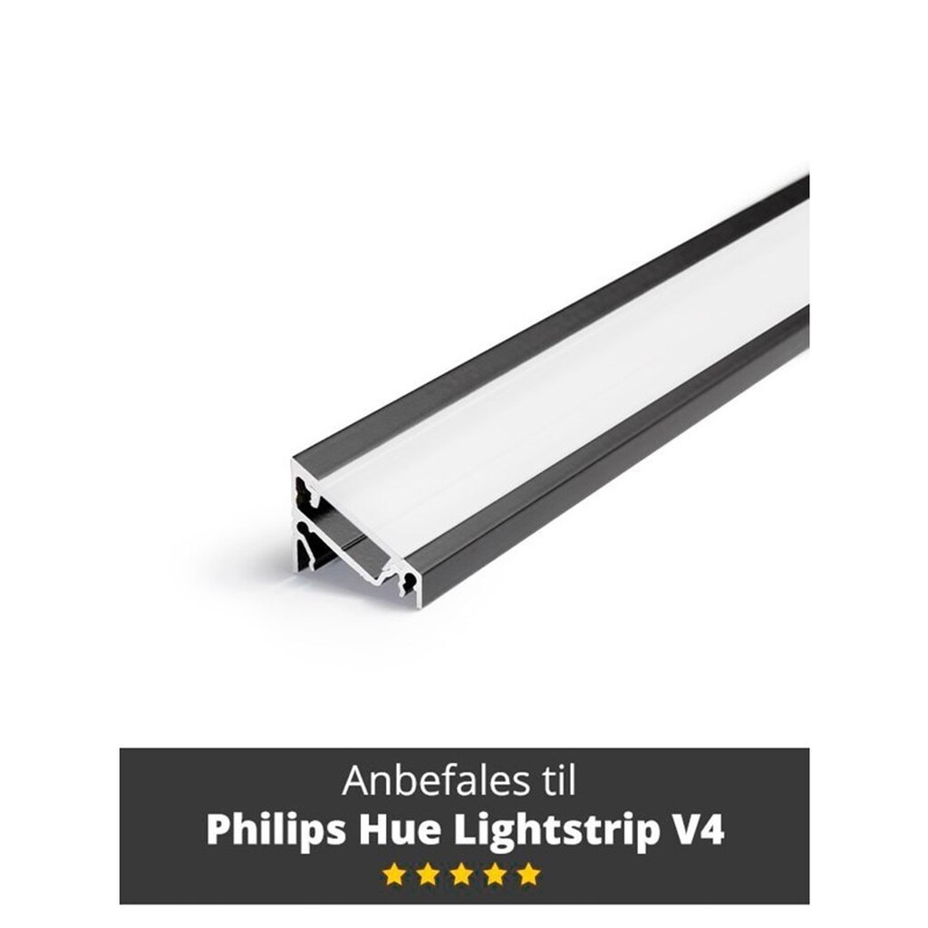 Light Solutions Aluminiumsprofil Sort - Model C til Philips Hue og LIFX - 1 meter