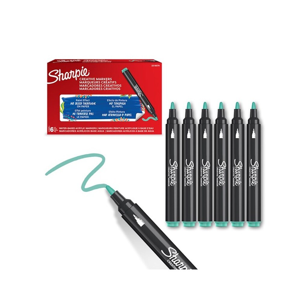 Sharpie Creative Akryl Paint Marker | Bullet spids | Søgrøn | 6 stk