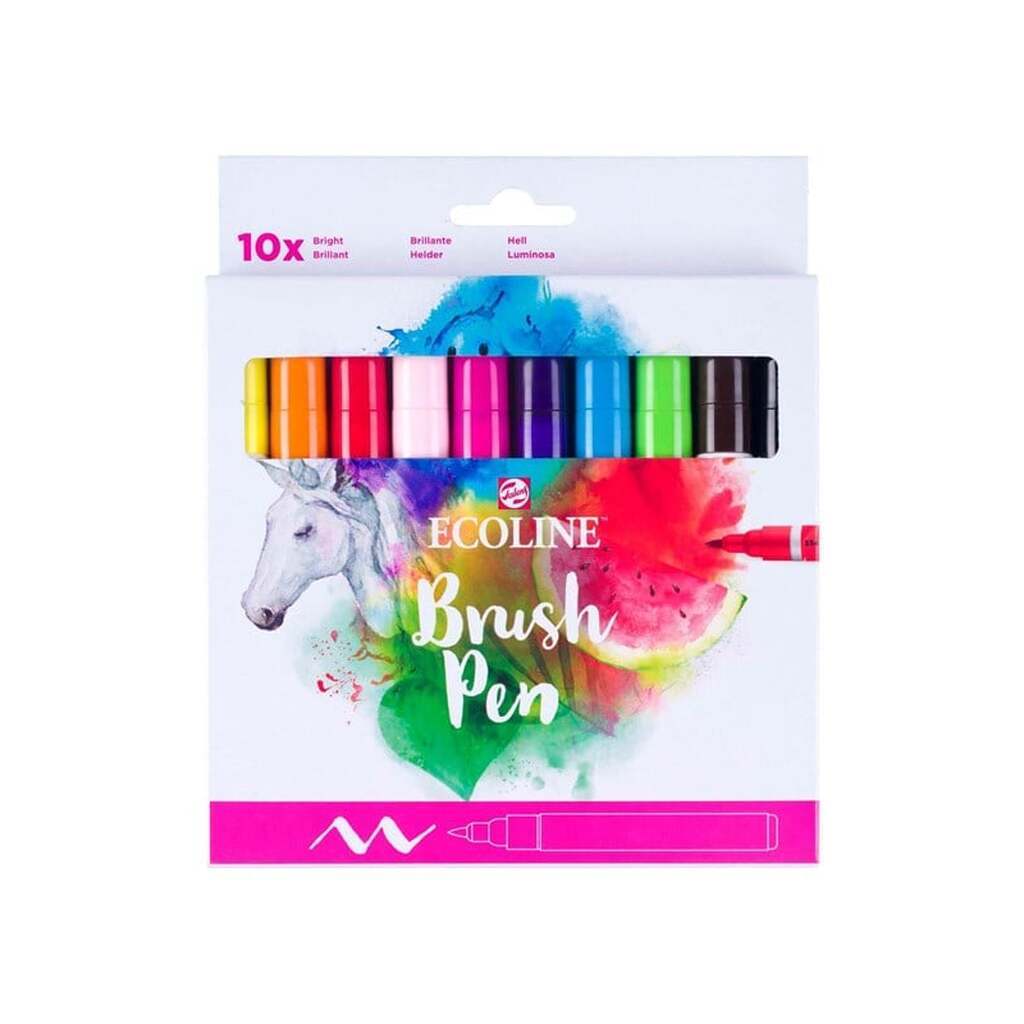 Bruynzeel Ecoline Brush Pen Set Clear 10 Colors
