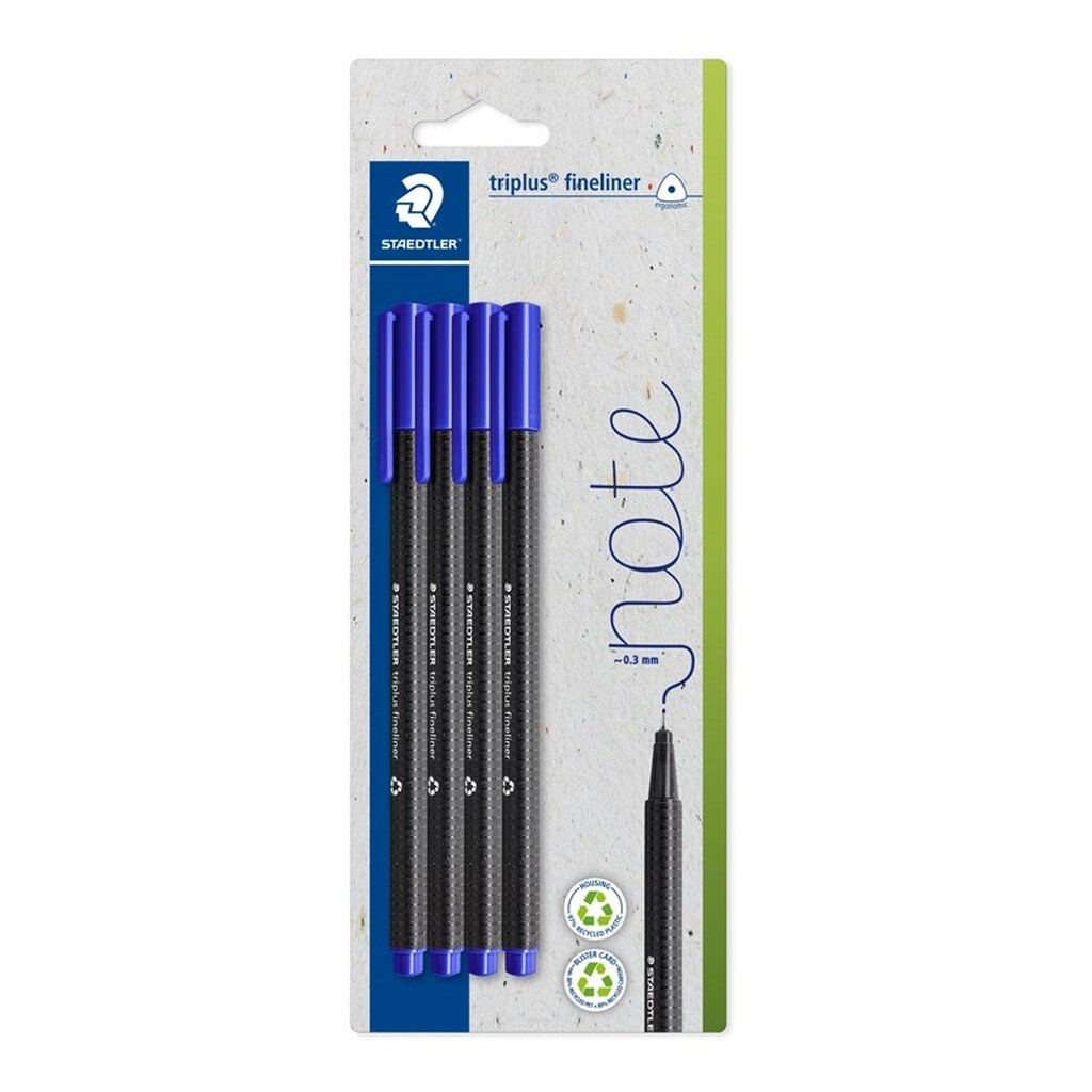 Staedtler TRIPLUS FINELINER Rpp BLÅ 4/BK