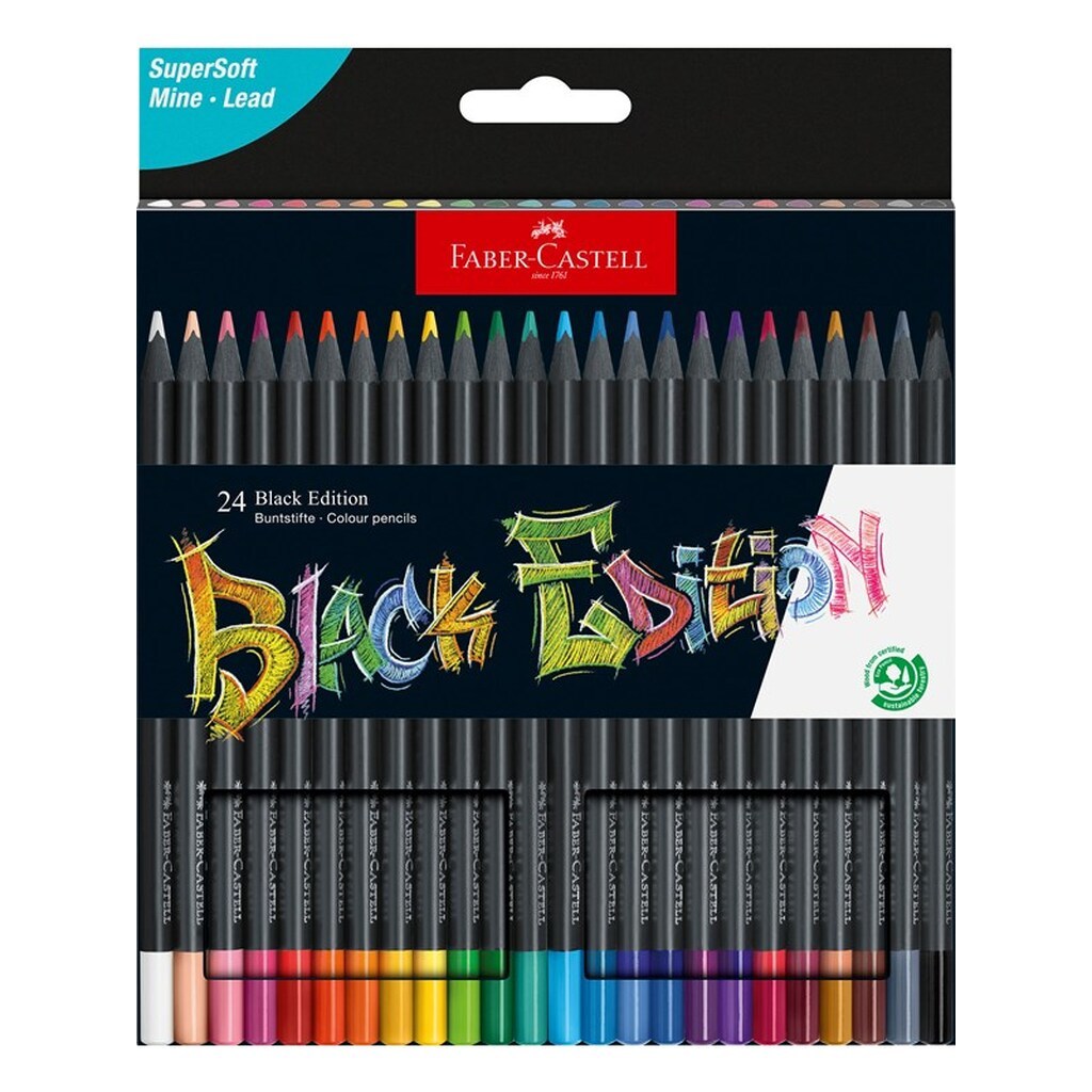 Faber-Castell Black Edition triangular farver 24 ass