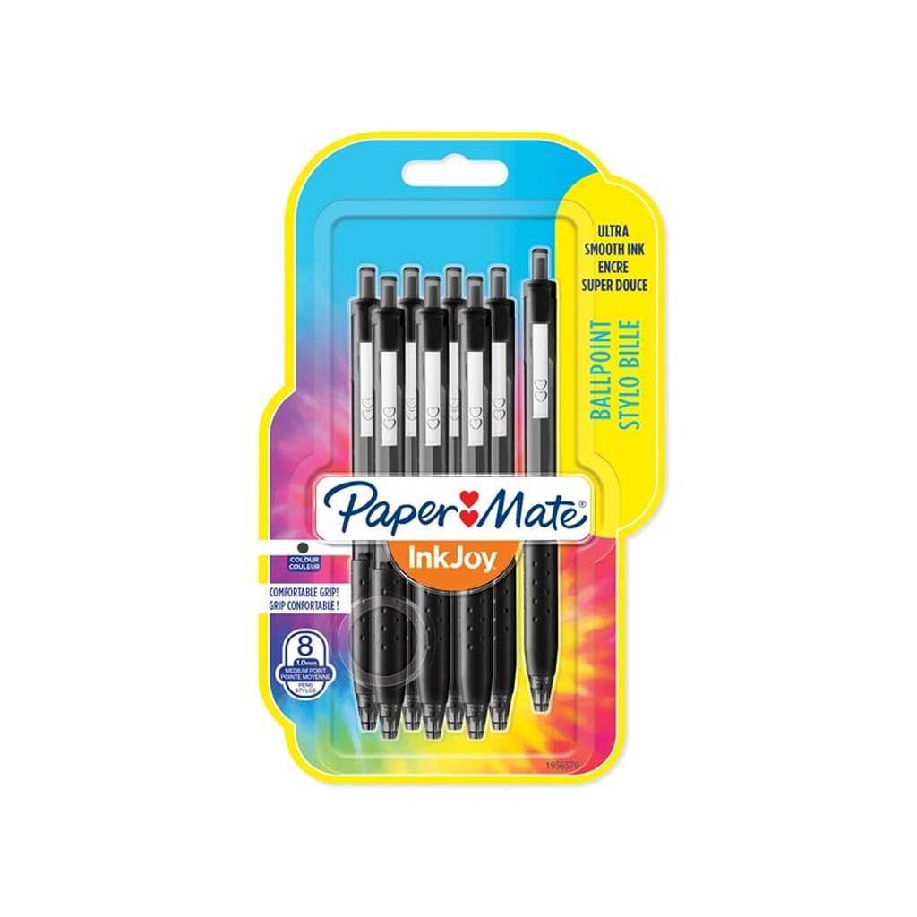 Paper Mate InkJoy 300RT kuglepenne med udtrækkelige | Mellempunkt (1,0 mm) | Sort blæk | 8 Stk