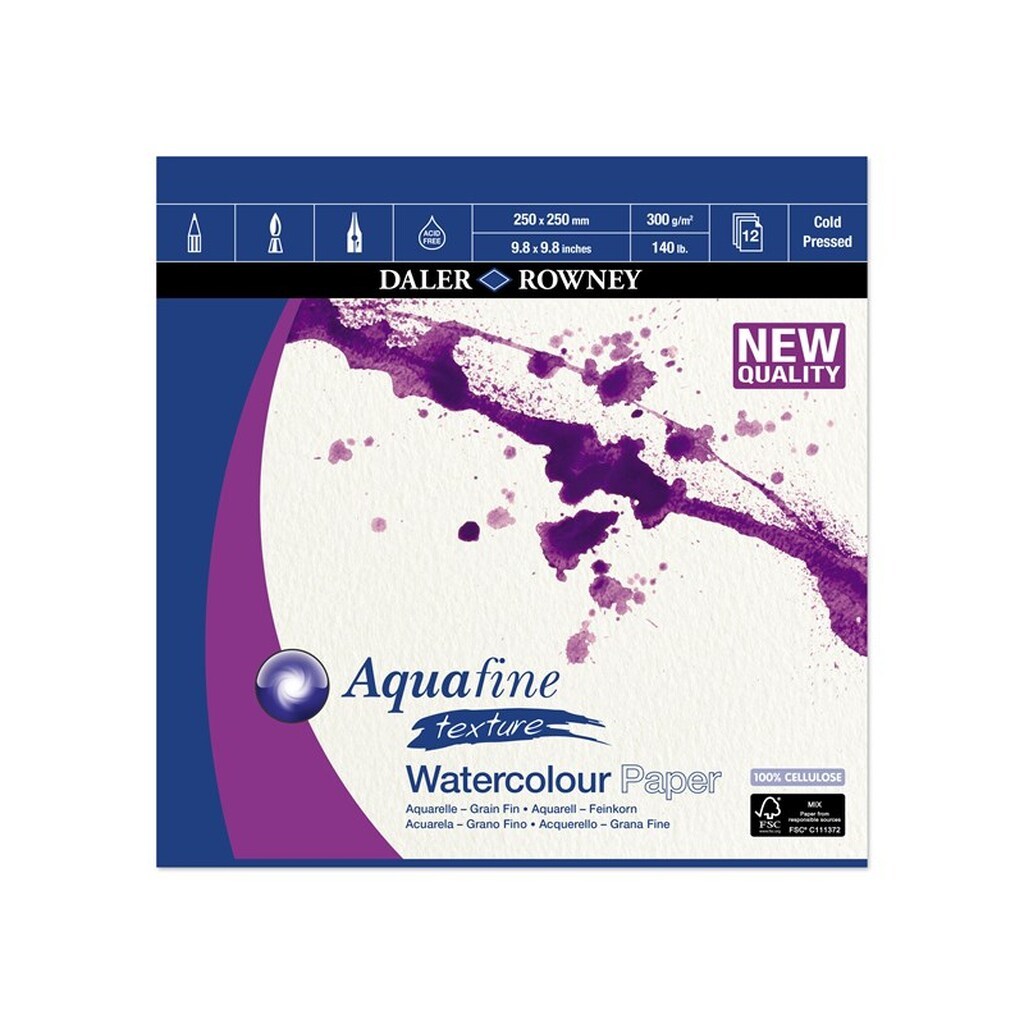 Daler-Rowney Aquafine CP Pad 12 Sheets 300G 25x25 cm