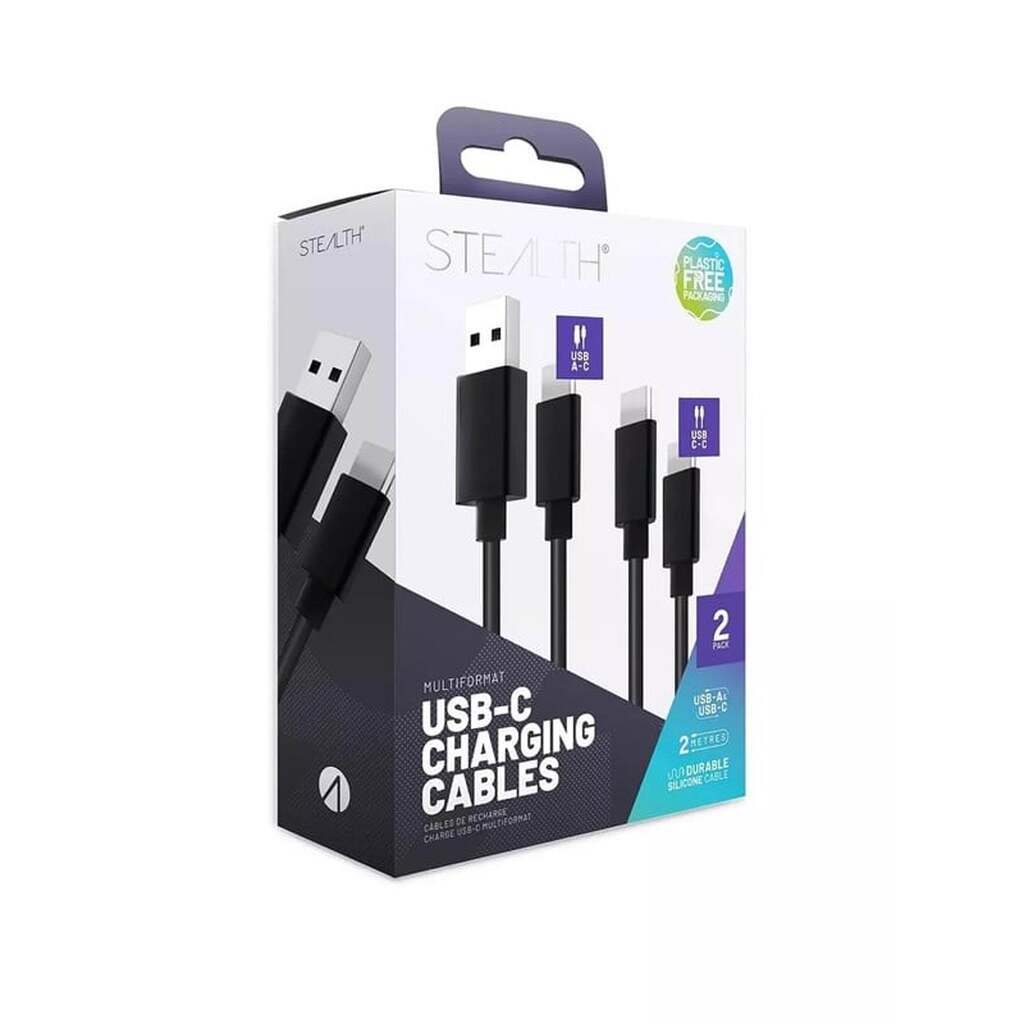 STEALTH SP-C50V Superfast Twin Charge Silicon Cable 2m - Black - Wired Charging cable for wireless game controller