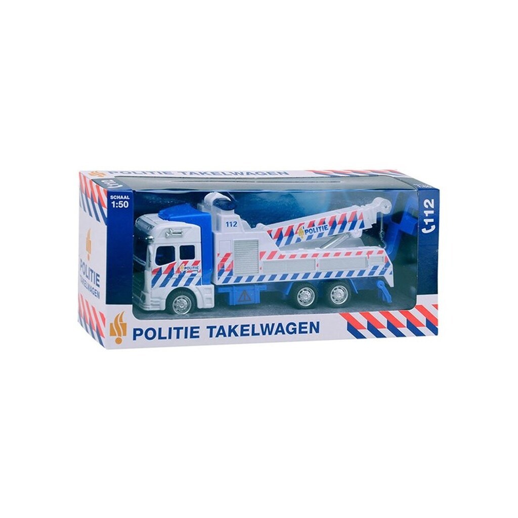 Johntoy 1-1-2 Pull-Back Police Tow Truck