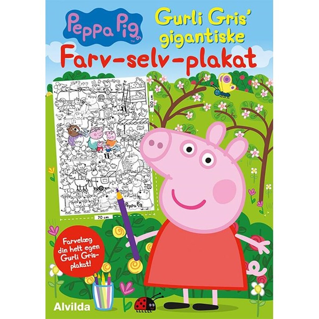 Peppa Pig - Gurli Gris' gigantiske farv-selv-plaka - Børnebog - Pocketbog