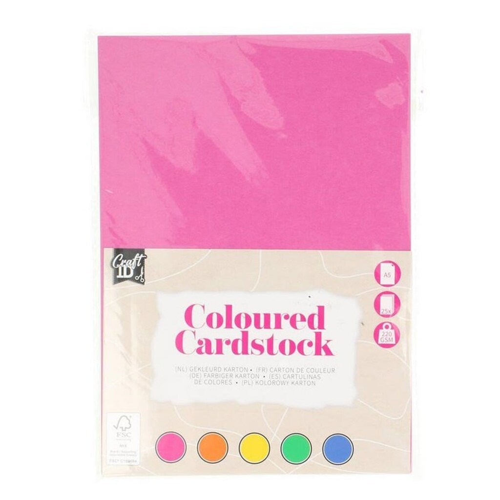 Creative Craft Group Karton A5, 220 g. 25 ark. ass. farver