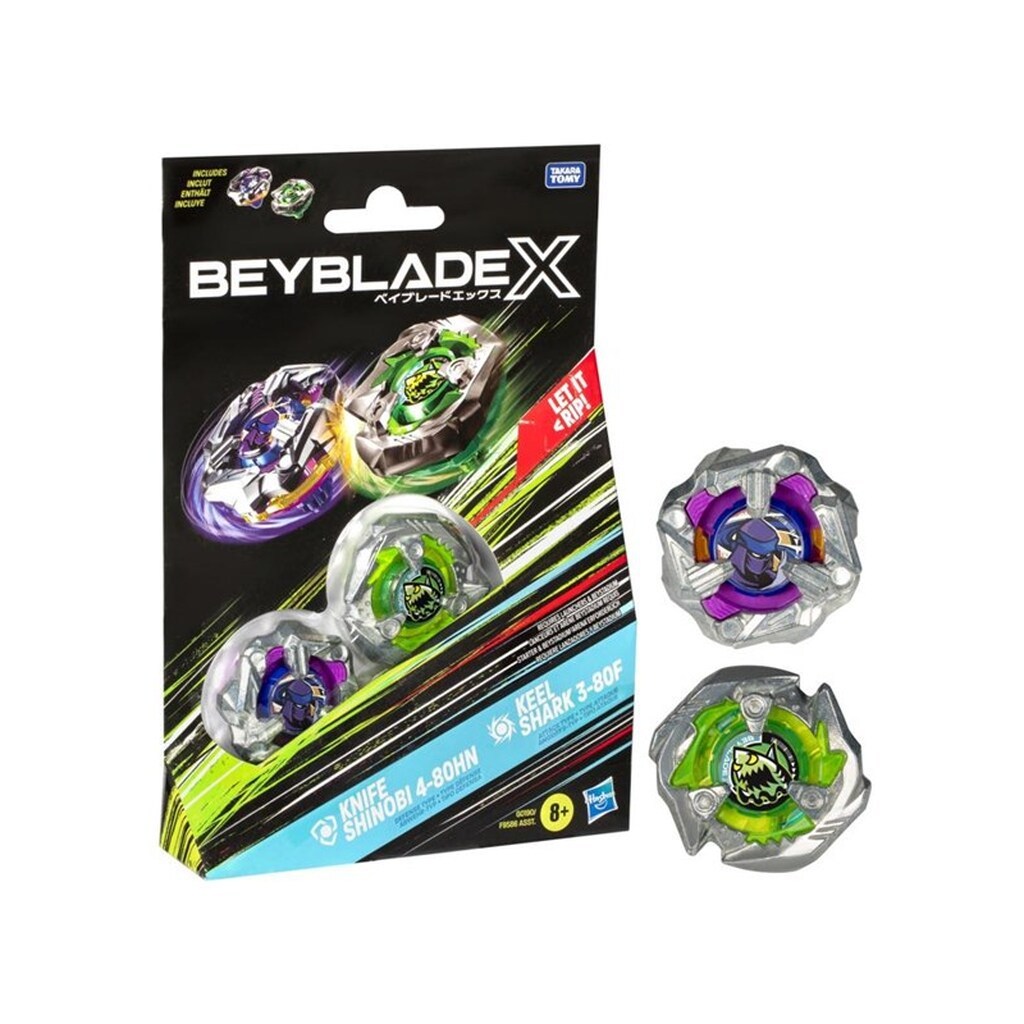 Beyblade X Knife Shinobi 4-80HN and Keel Shark 3-80F Top Dual Pack