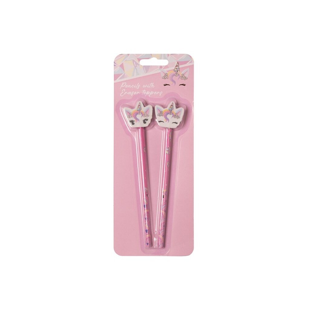 Euromic UNICORN GEMS 2-pack pencils w/eraser toppers