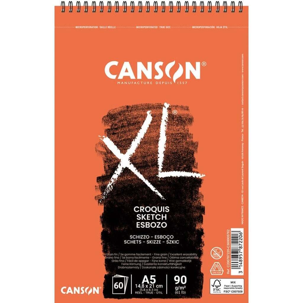 Canson XL Croquis FG A5 90G Spiral 60 SH