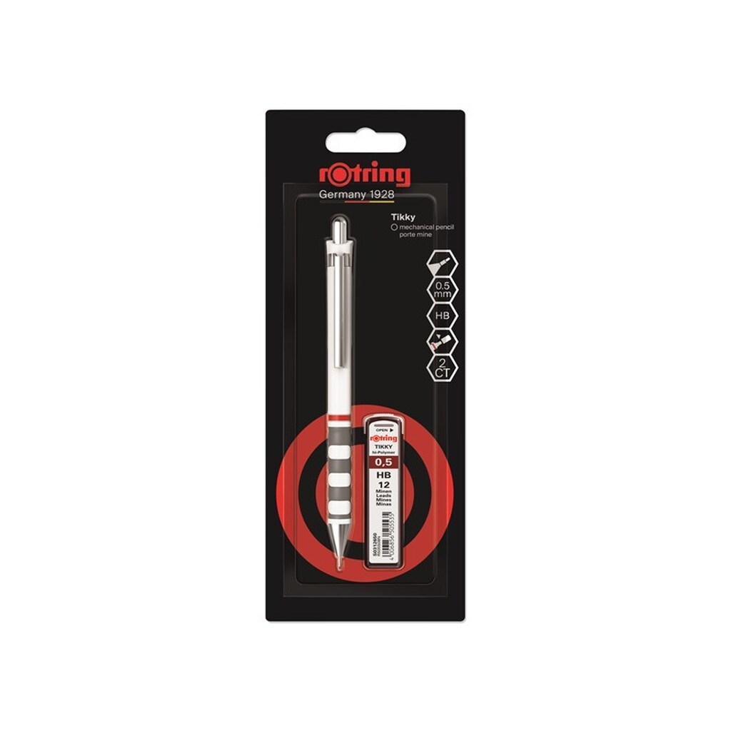 Rotring rOtring Tikky Mekanisk Blyant Sæt | 0,5 mm | Blyrefiller | Hvidt Skaft