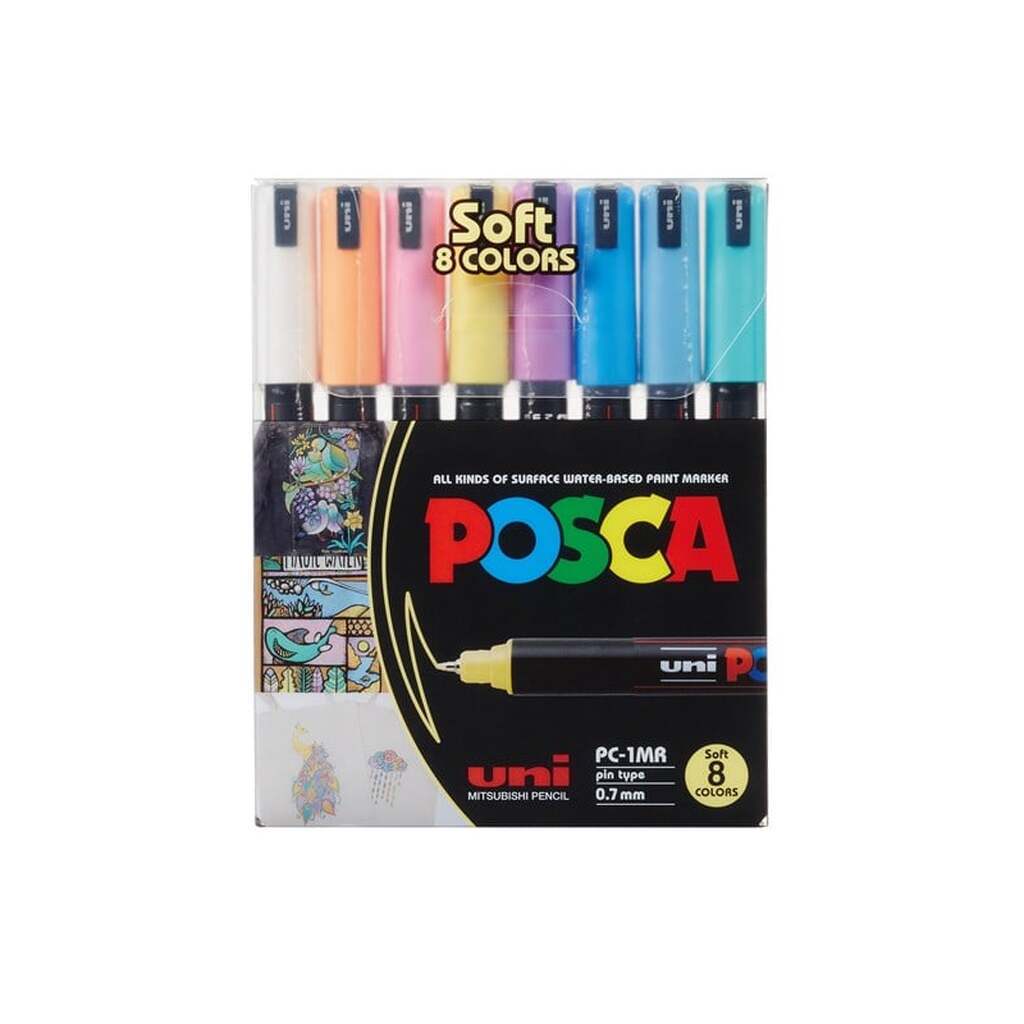POSCA  marker sæt Soft farver, PC-1MR 8 ass.