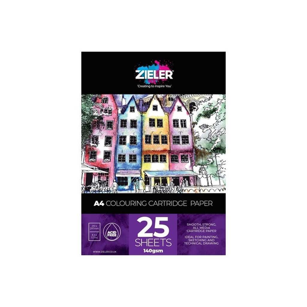 Zieler Skitse-maleblok A4 25 ark 140g.