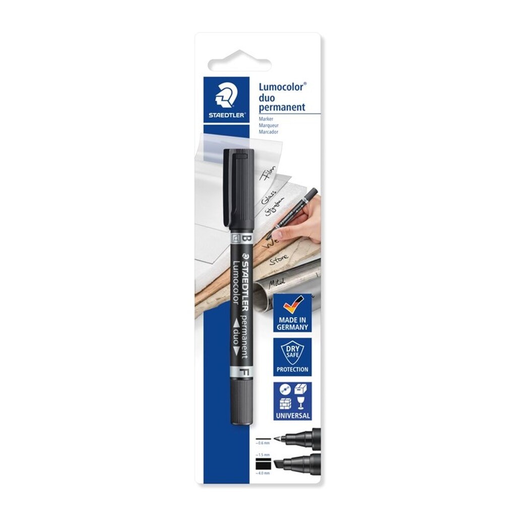 Staedtler Lumocolor Duo Marker Perm F M Sort 1/Bk