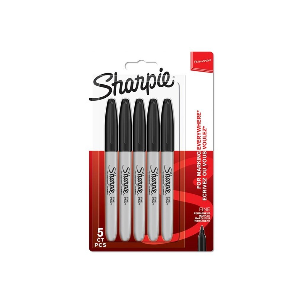 Sharpie Permanent Markers | Fin spids | Sort | 5 styk