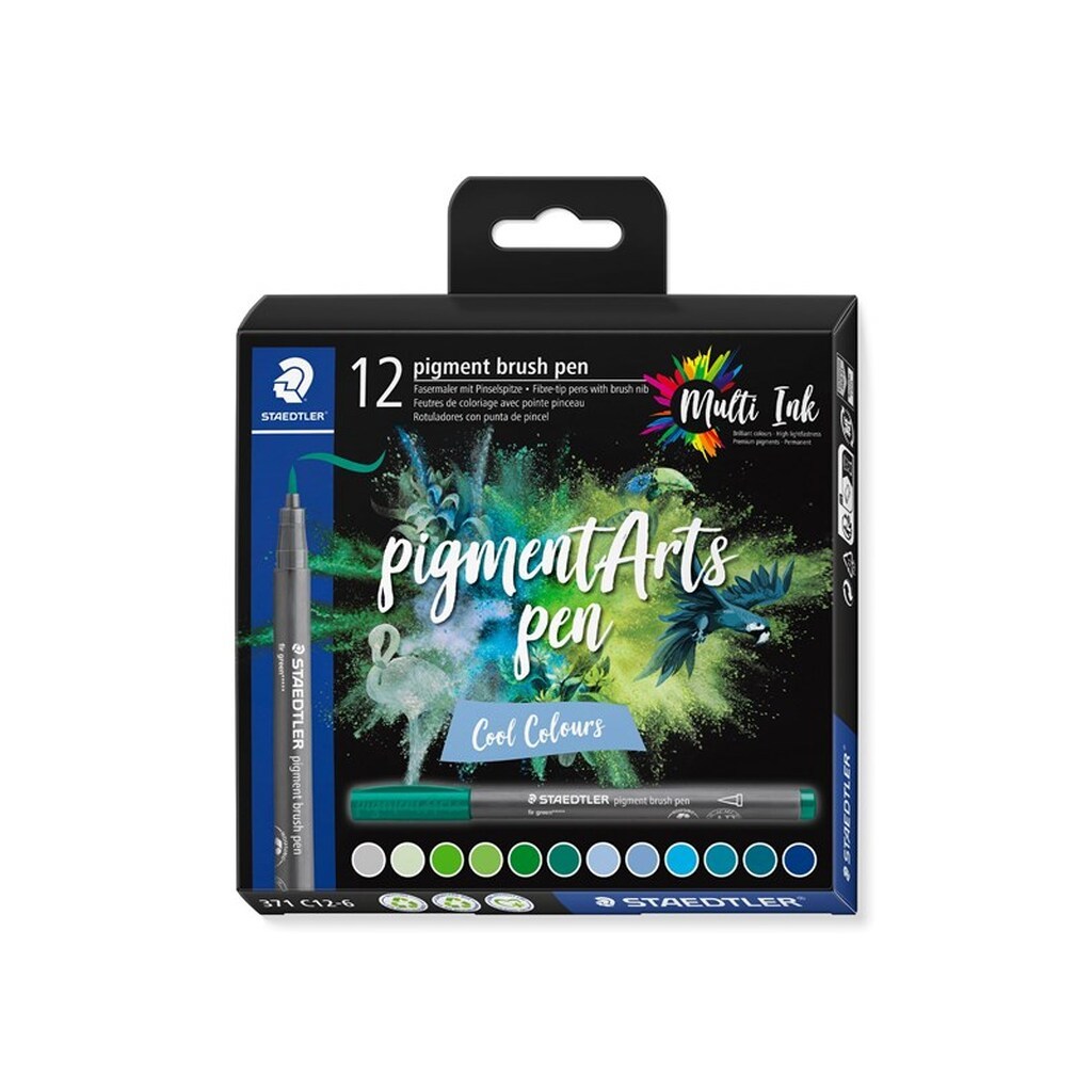 Staedtler BRUSH PEN PIGMENT COOL 12 stk/ass