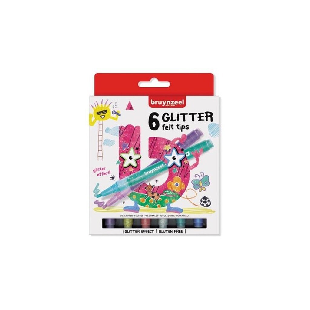 Bruynzeel Kids Glitter Felt Tip Pens 6 pcs.