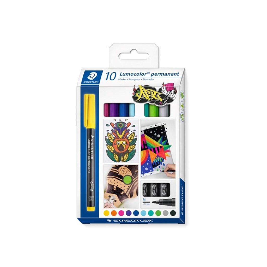 Staedtler Lumocolor Perm M 1,0 mm 10 ass/boks