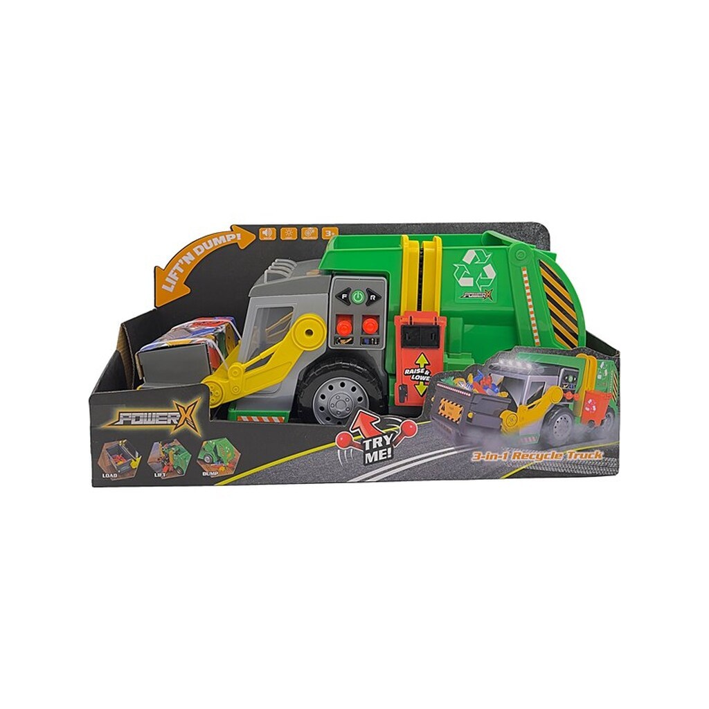 Power X Elektronisk 3-i-1 POWER X Skraldebil med lys og lyd, 46 cm
